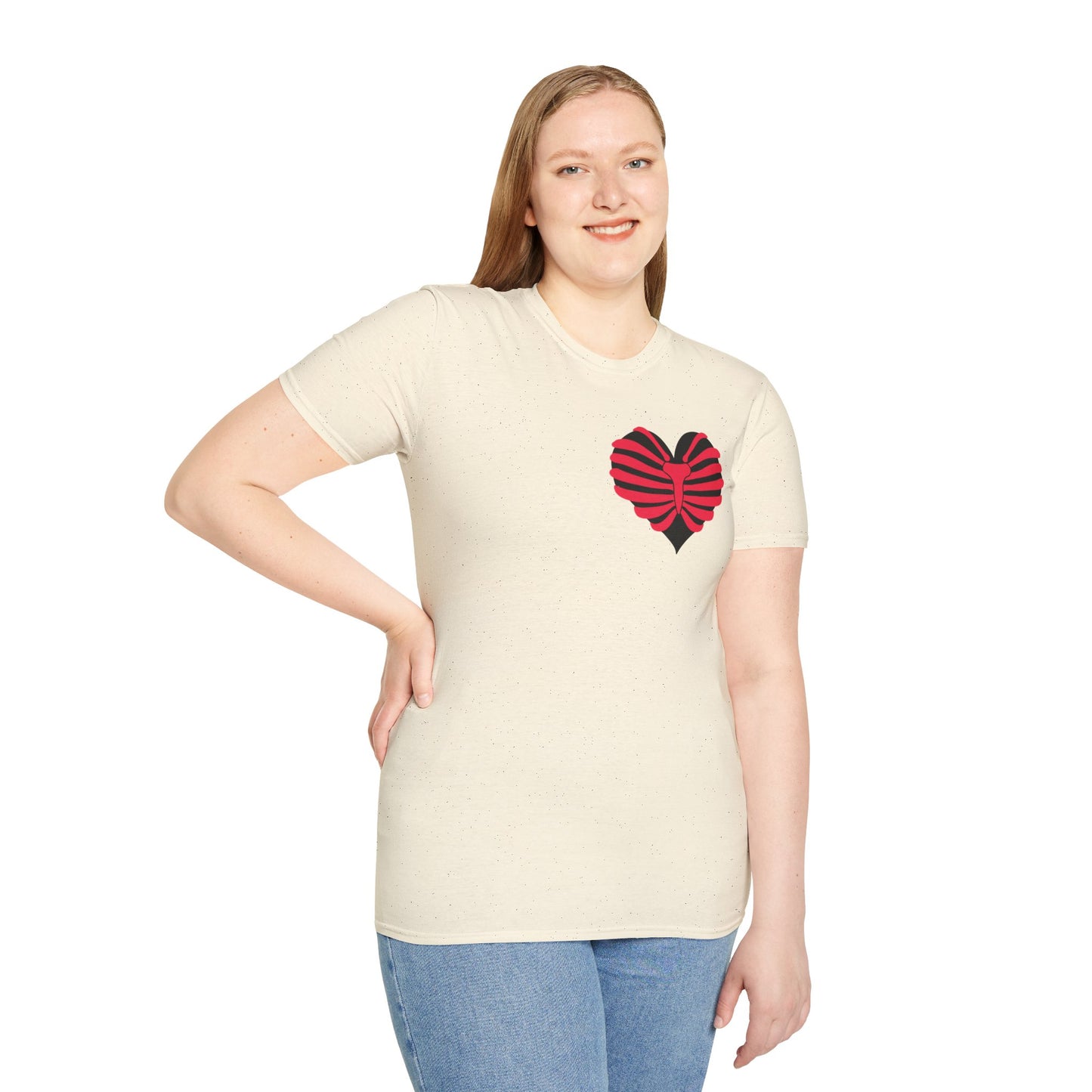 Red & Black Striped Heart T-Shirt — Cute Heart Graphic Tee