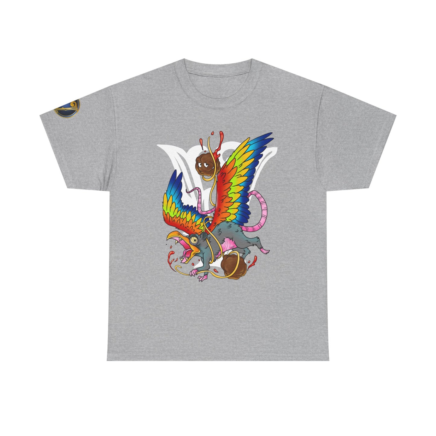 Graphic Tee — Colorful Mythical Bird & Rose Streetwear T-Shirt