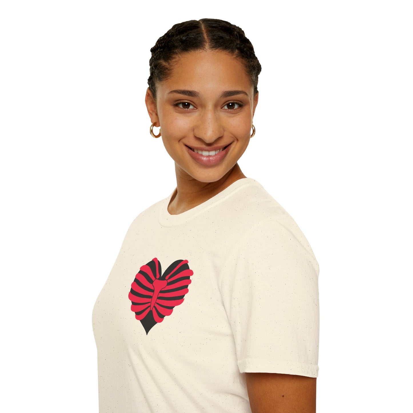 Red & Black Striped Heart T-Shirt — Cute Heart Graphic Tee