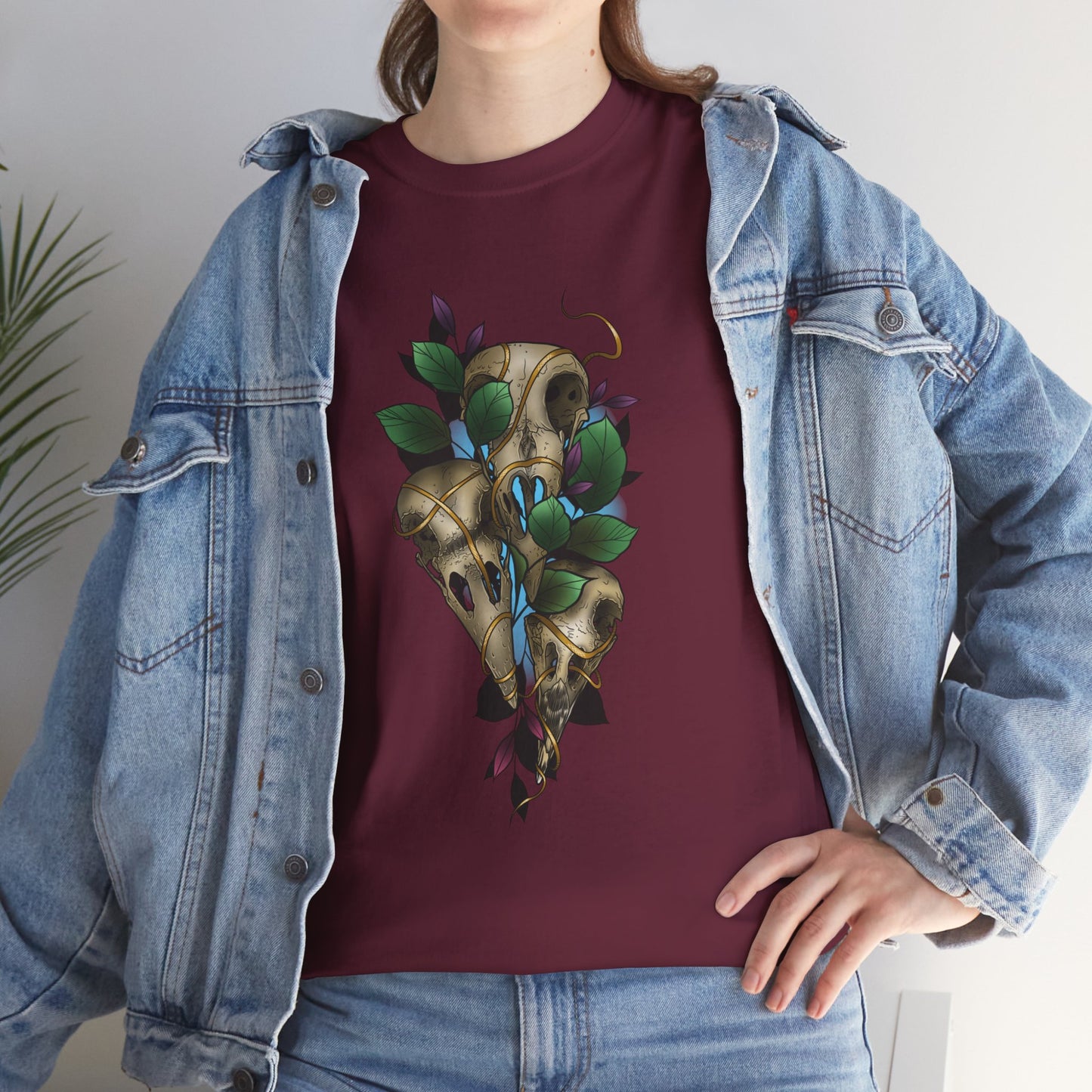 Skull & Vines Graphic Tee — Botanical Skull Art T-Shirt
