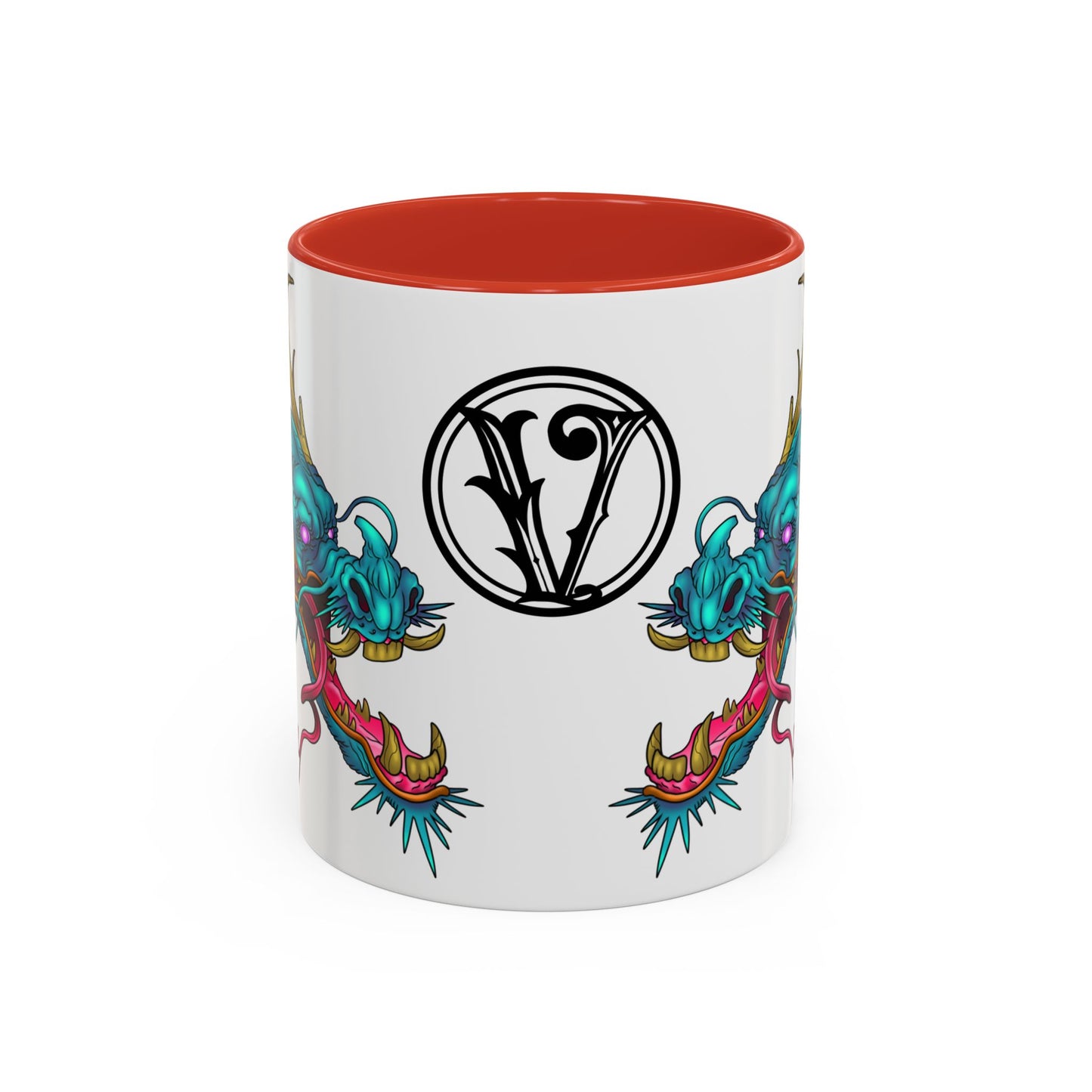 Dragon Crest Accent Coffee Mug — Vibrant Mythical Tea & Coffee Cup