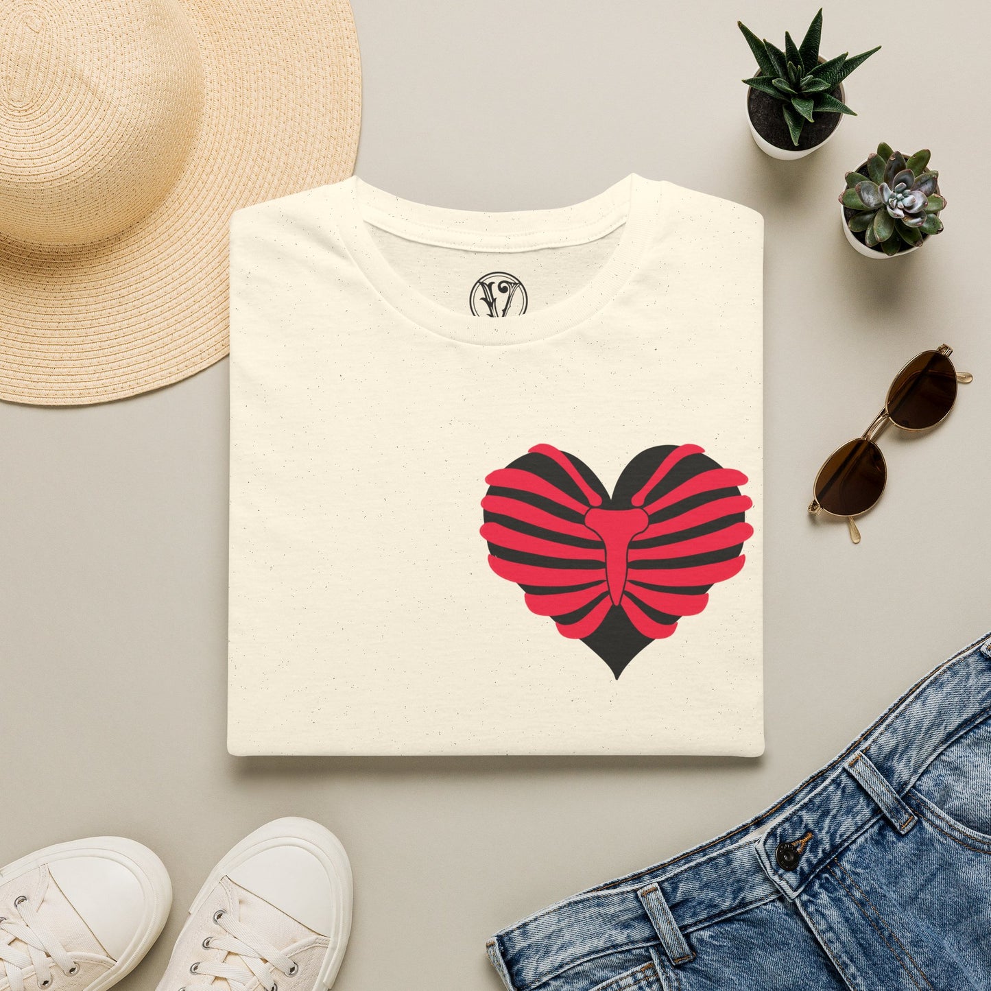 Red & Black Striped Heart T-Shirt — Cute Heart Graphic Tee