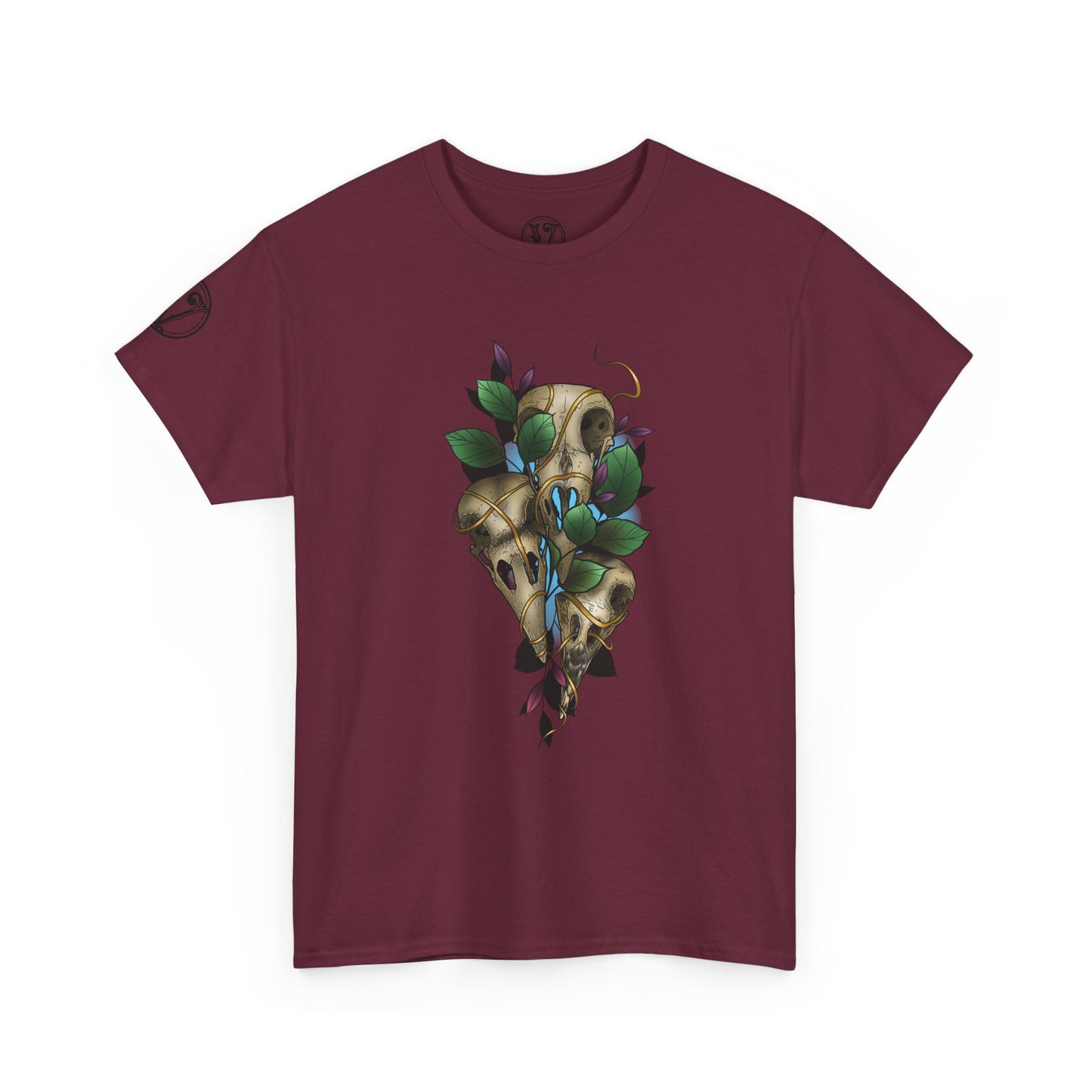 Skull & Vines Graphic Tee — Botanical Skull Art T-Shirt