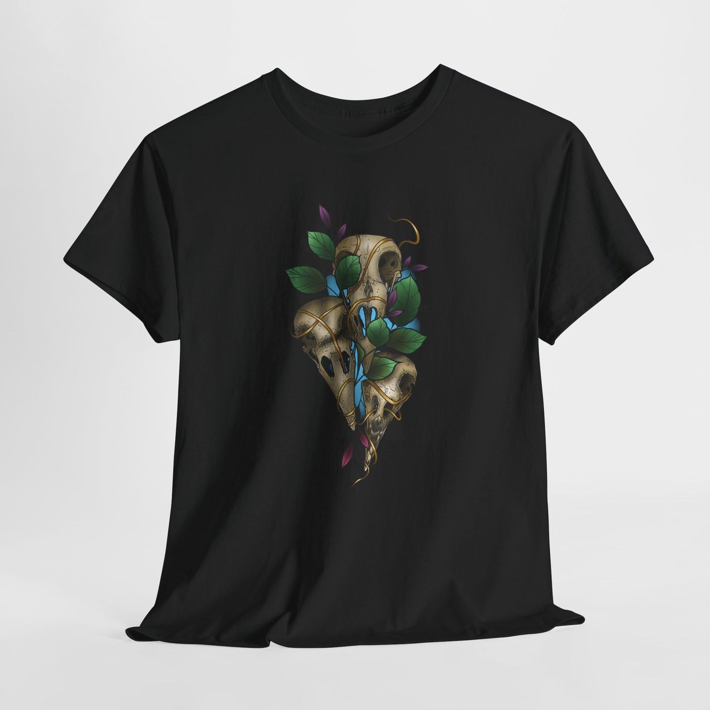 Skull & Vines Graphic Tee — Botanical Skull Art T-Shirt