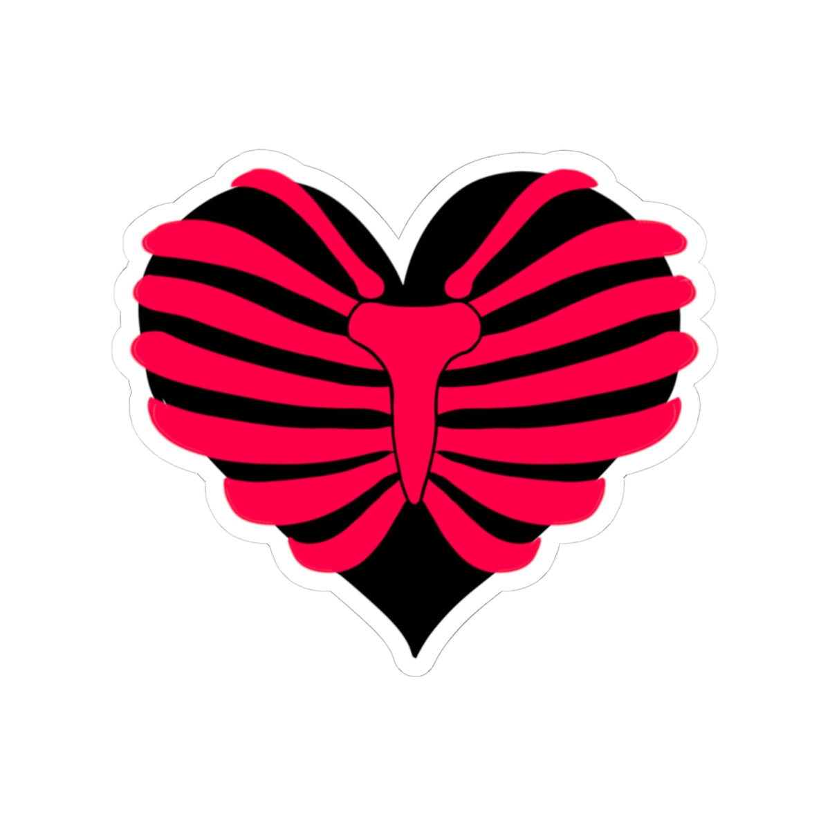 Anatomical Ribcage Heart Sticker — Gothic Valentine Kiss-Cut Decal