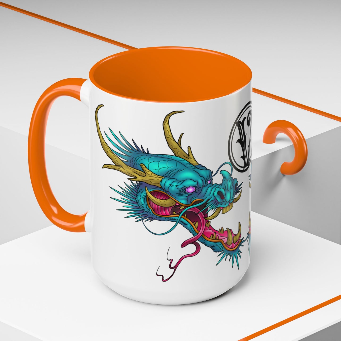 Dragon Crest Accent Coffee Mug — Vibrant Mythical Tea & Coffee Cup