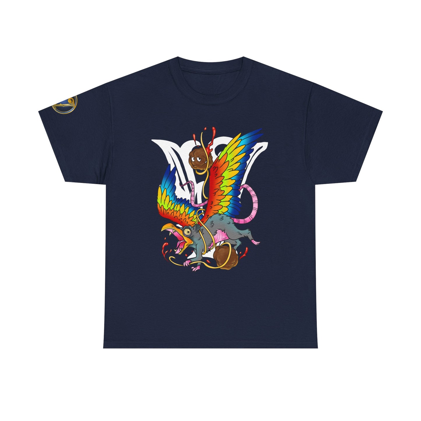 Graphic Tee — Colorful Mythical Bird & Rose Streetwear T-Shirt