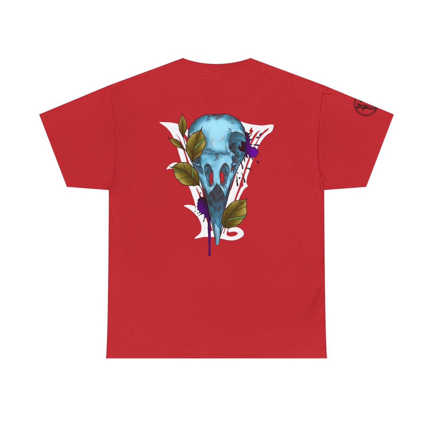Bird Skull & Swallow Art Tee — Vibrant Blue Bird Illustration T-Shirt