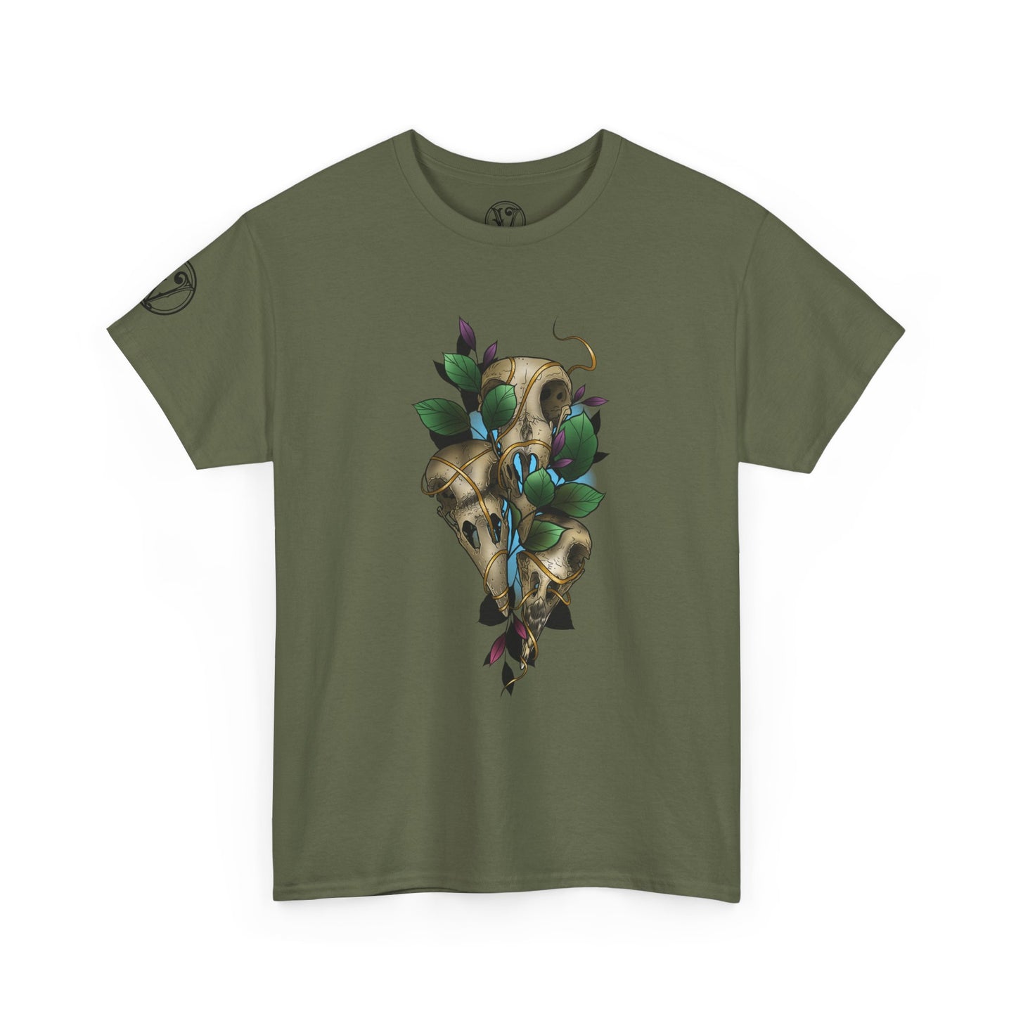 Skull & Vines Graphic Tee — Botanical Skull Art T-Shirt
