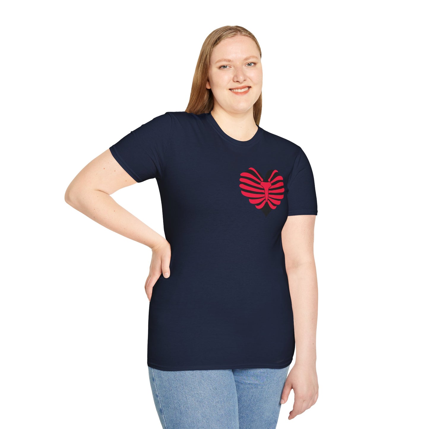 Red & Black Striped Heart T-Shirt — Cute Heart Graphic Tee