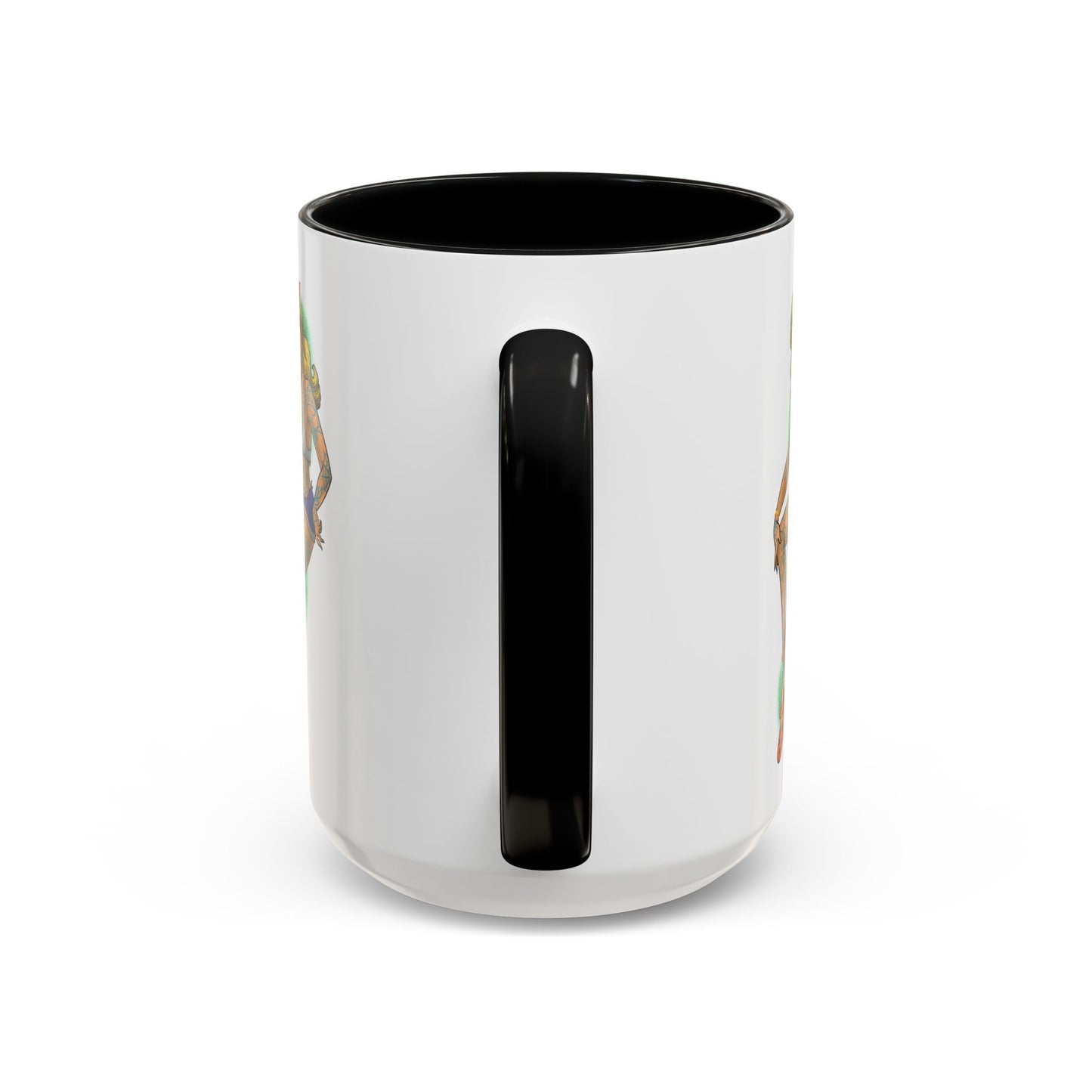 Vintage Pin-Up Coffee Mug with Gold Monogram V — Retro Tattoo Style Accent Mug (11/15oz)