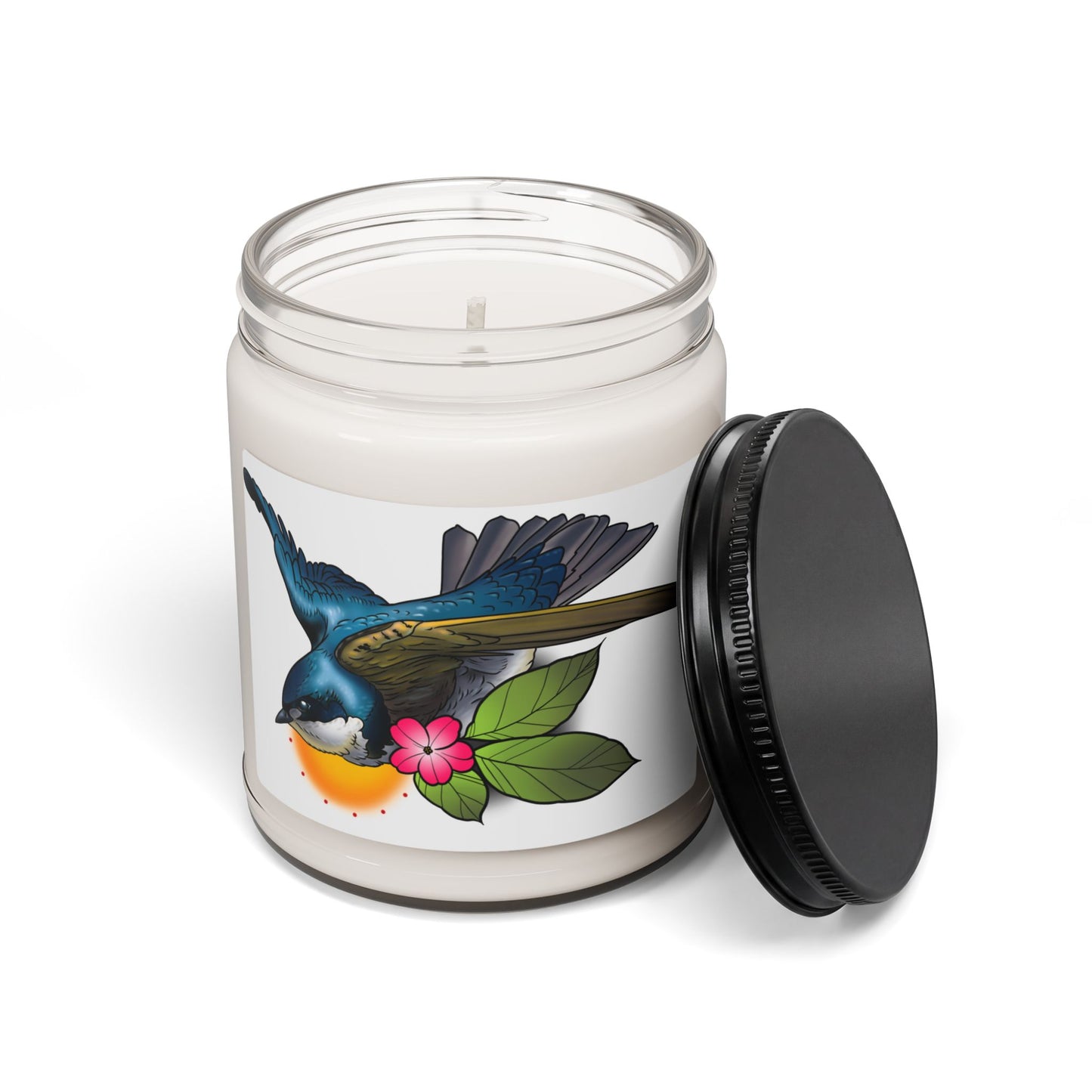 Swallow Glass Jar Candle — Floral Citrus Scented Soy Candle, 9oz