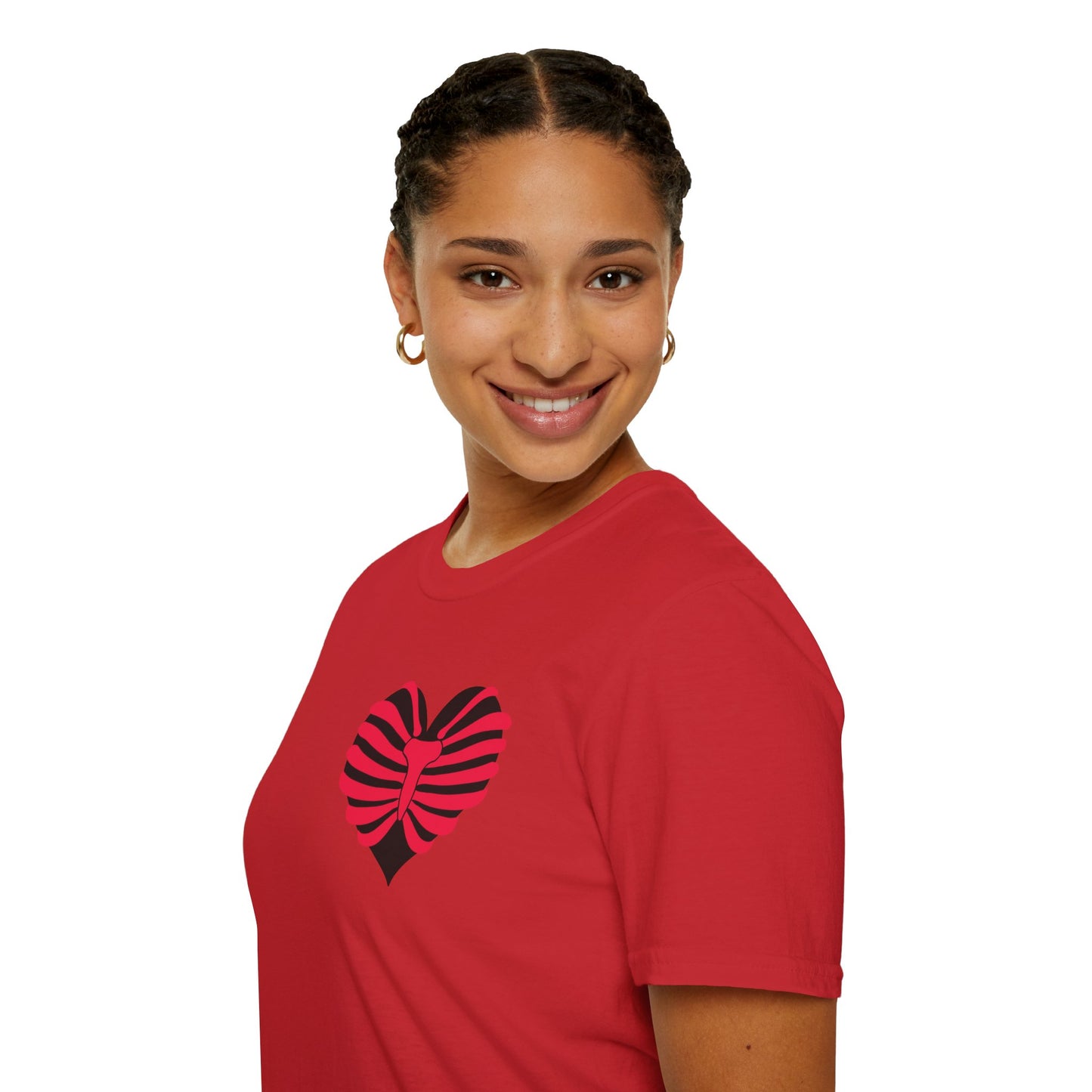 Red & Black Striped Heart T-Shirt — Cute Heart Graphic Tee