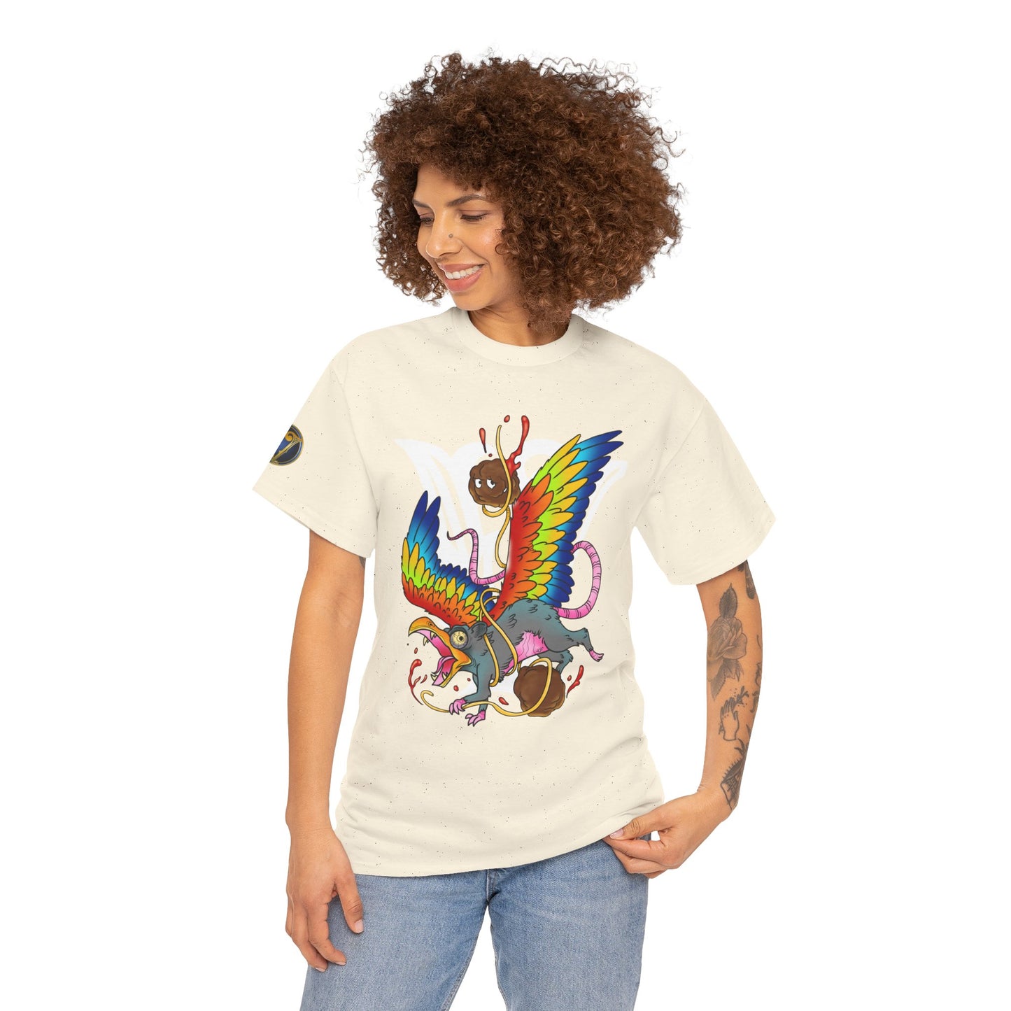 Graphic Tee — Colorful Mythical Bird & Rose Streetwear T-Shirt