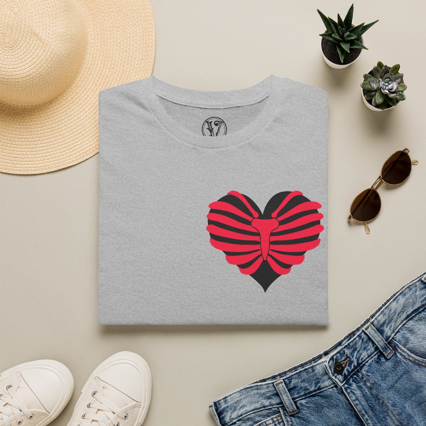 Red & Black Striped Heart T-Shirt — Cute Heart Graphic Tee