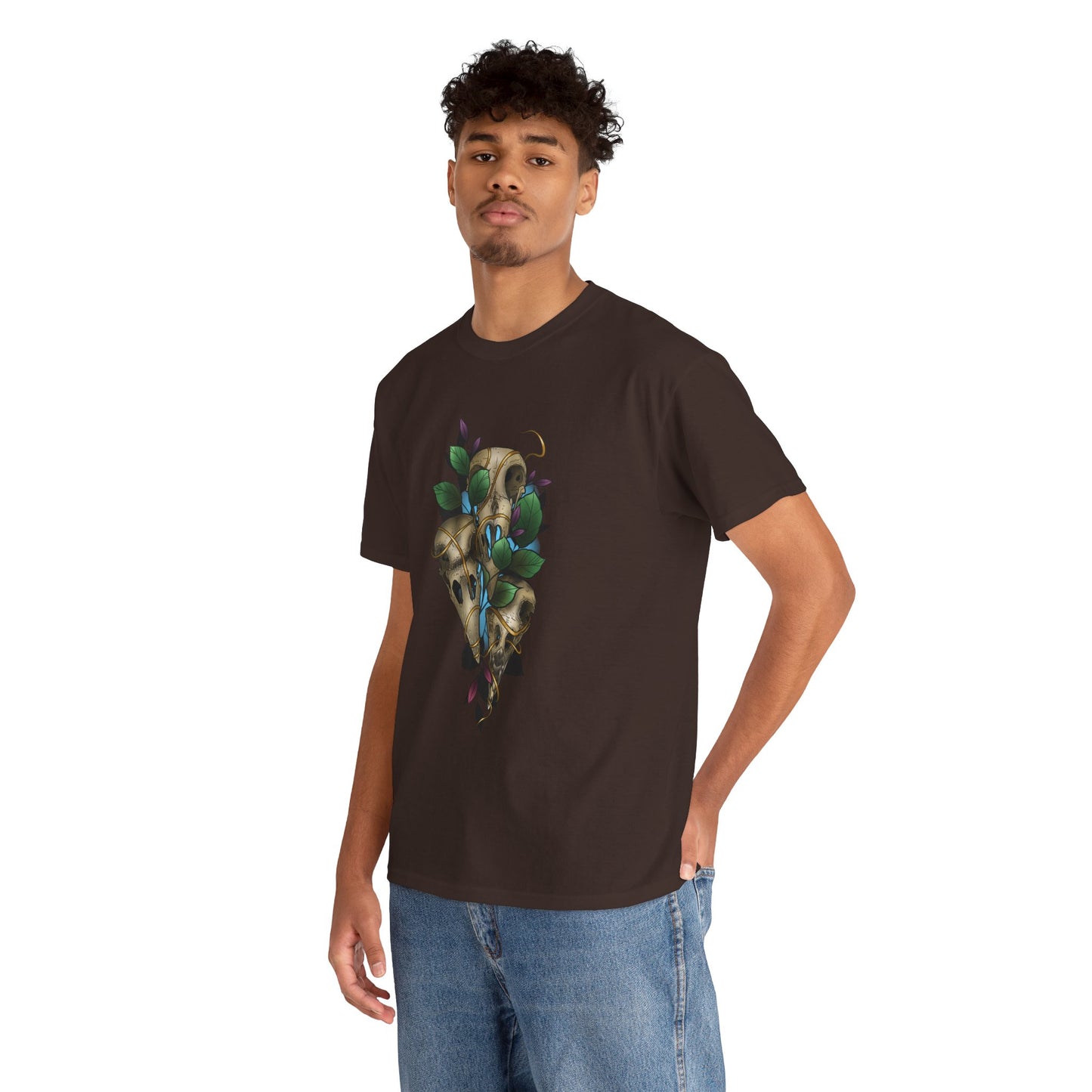 Skull & Vines Graphic Tee — Botanical Skull Art T-Shirt