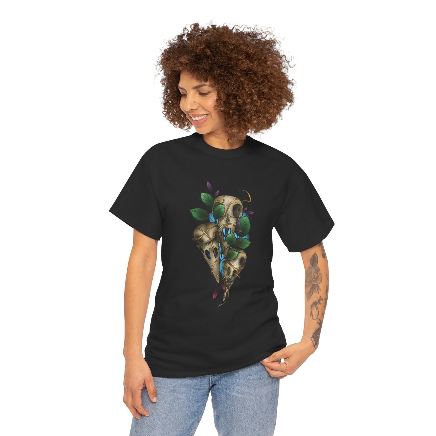 Skull & Vines Graphic Tee — Botanical Skull Art T-Shirt