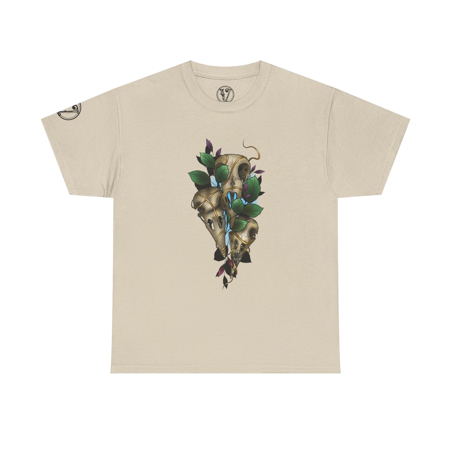 Skull & Vines Graphic Tee — Botanical Skull Art T-Shirt
