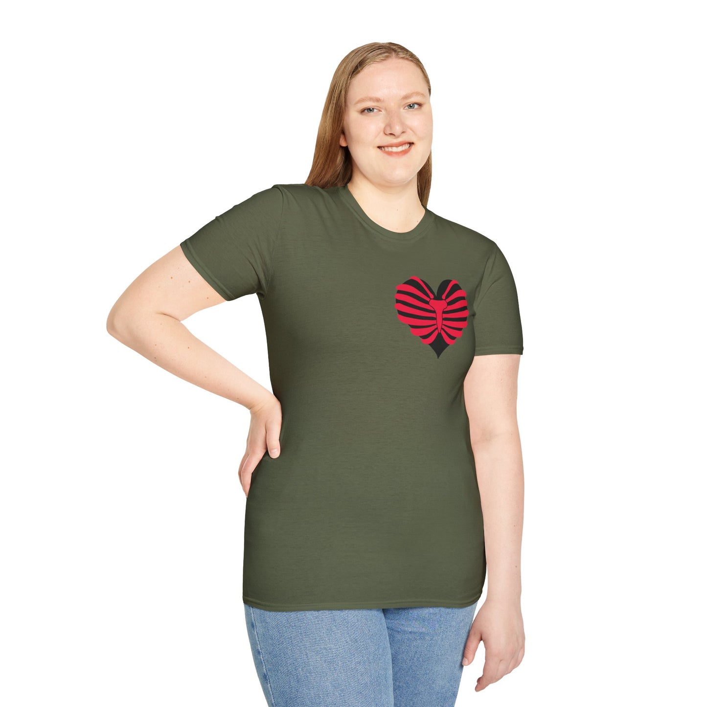 Red & Black Striped Heart T-Shirt — Cute Heart Graphic Tee