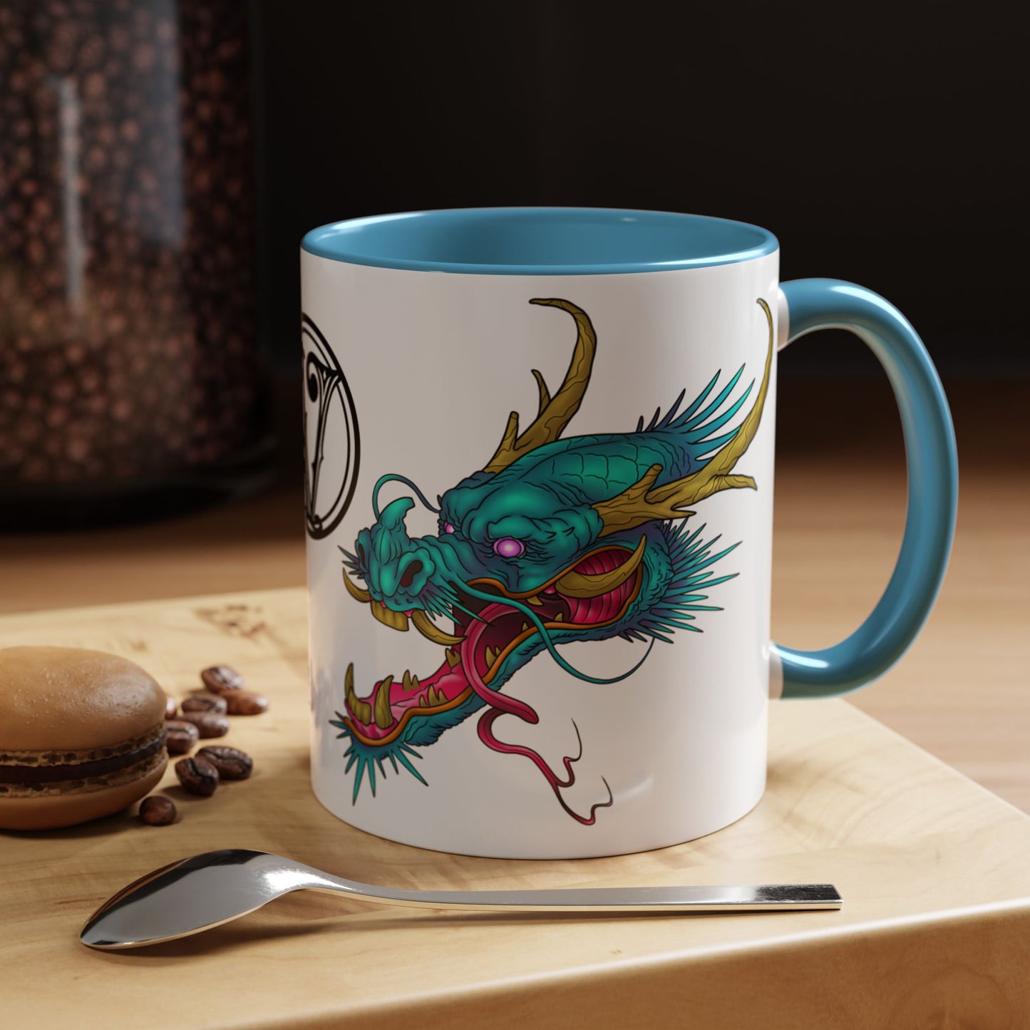 Dragon Crest Accent Coffee Mug — Vibrant Mythical Tea & Coffee Cup