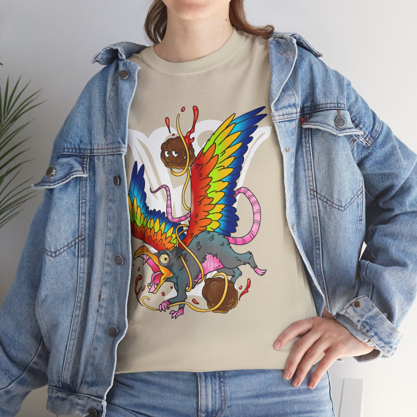 Graphic Tee — Colorful Mythical Bird & Rose Streetwear T-Shirt