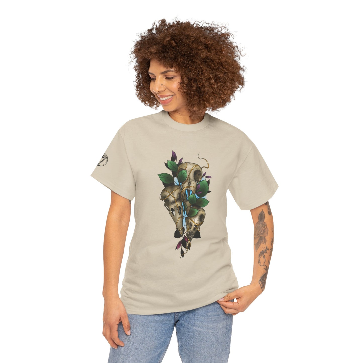 Skull & Vines Graphic Tee — Botanical Skull Art T-Shirt