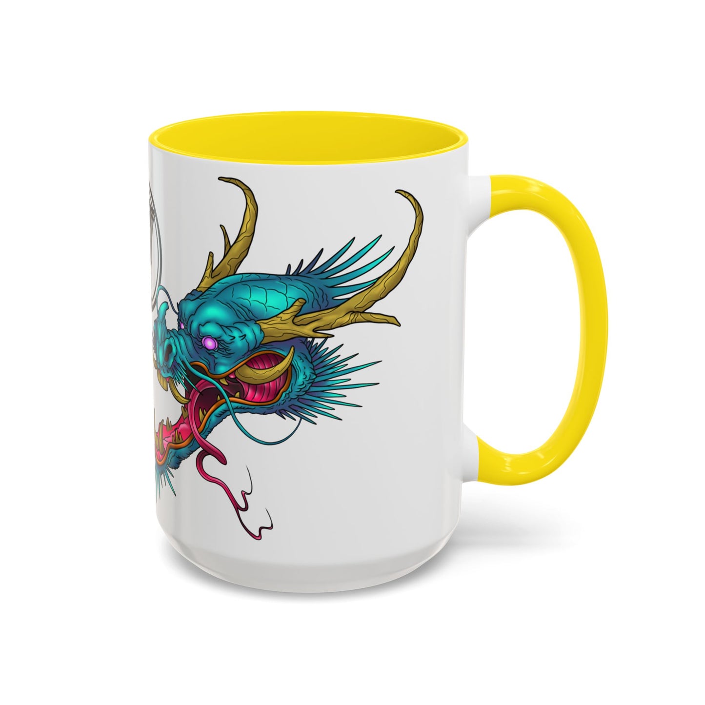 Dragon Crest Accent Coffee Mug — Vibrant Mythical Tea & Coffee Cup