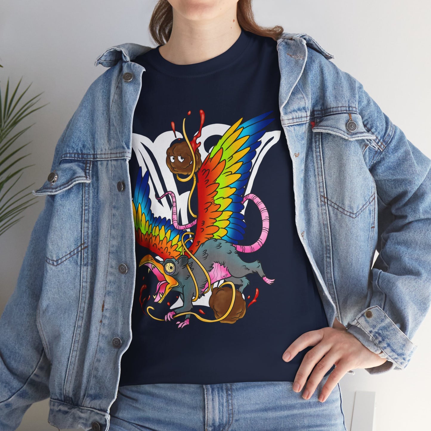 Graphic Tee — Colorful Mythical Bird & Rose Streetwear T-Shirt