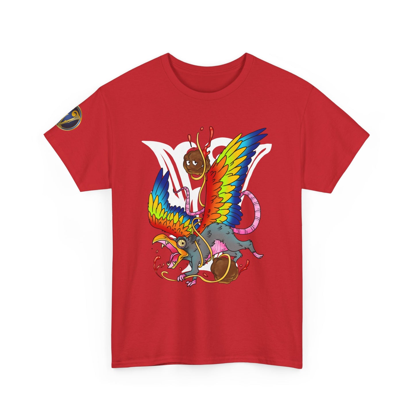 Graphic Tee — Colorful Mythical Bird & Rose Streetwear T-Shirt