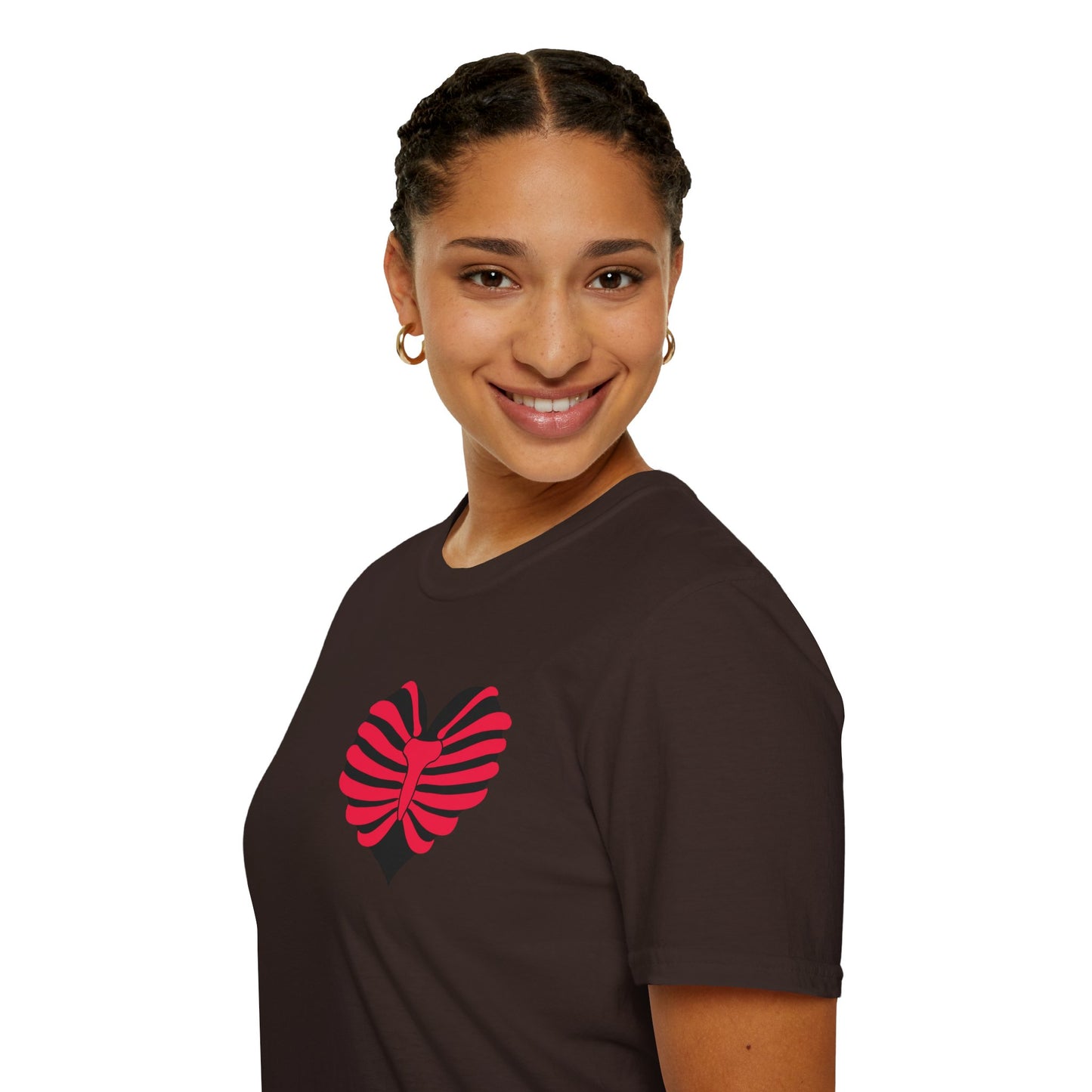 Red & Black Striped Heart T-Shirt — Cute Heart Graphic Tee