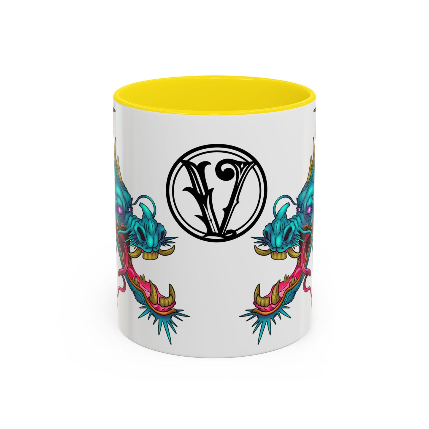 Dragon Crest Accent Coffee Mug — Vibrant Mythical Tea & Coffee Cup