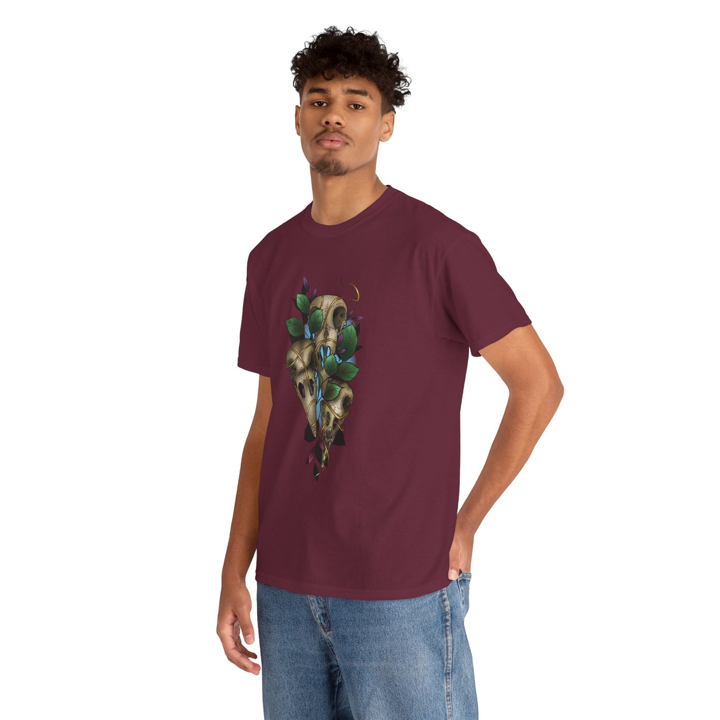 Skull & Vines Graphic Tee — Botanical Skull Art T-Shirt