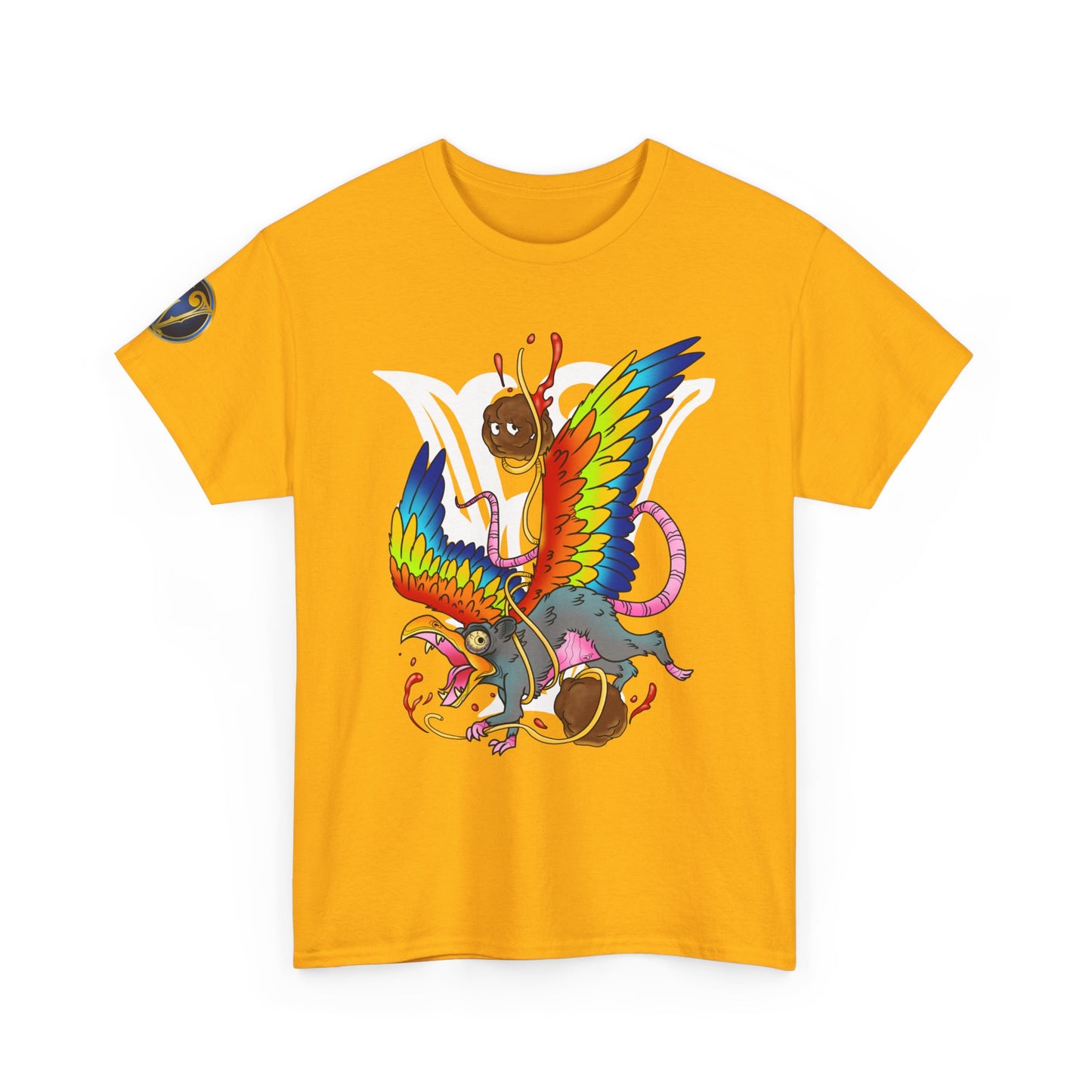 Graphic Tee — Colorful Mythical Bird & Rose Streetwear T-Shirt