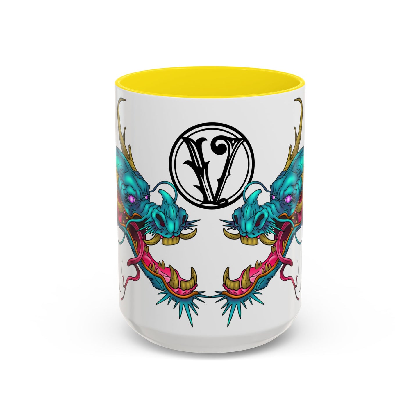 Dragon Crest Accent Coffee Mug — Vibrant Mythical Tea & Coffee Cup