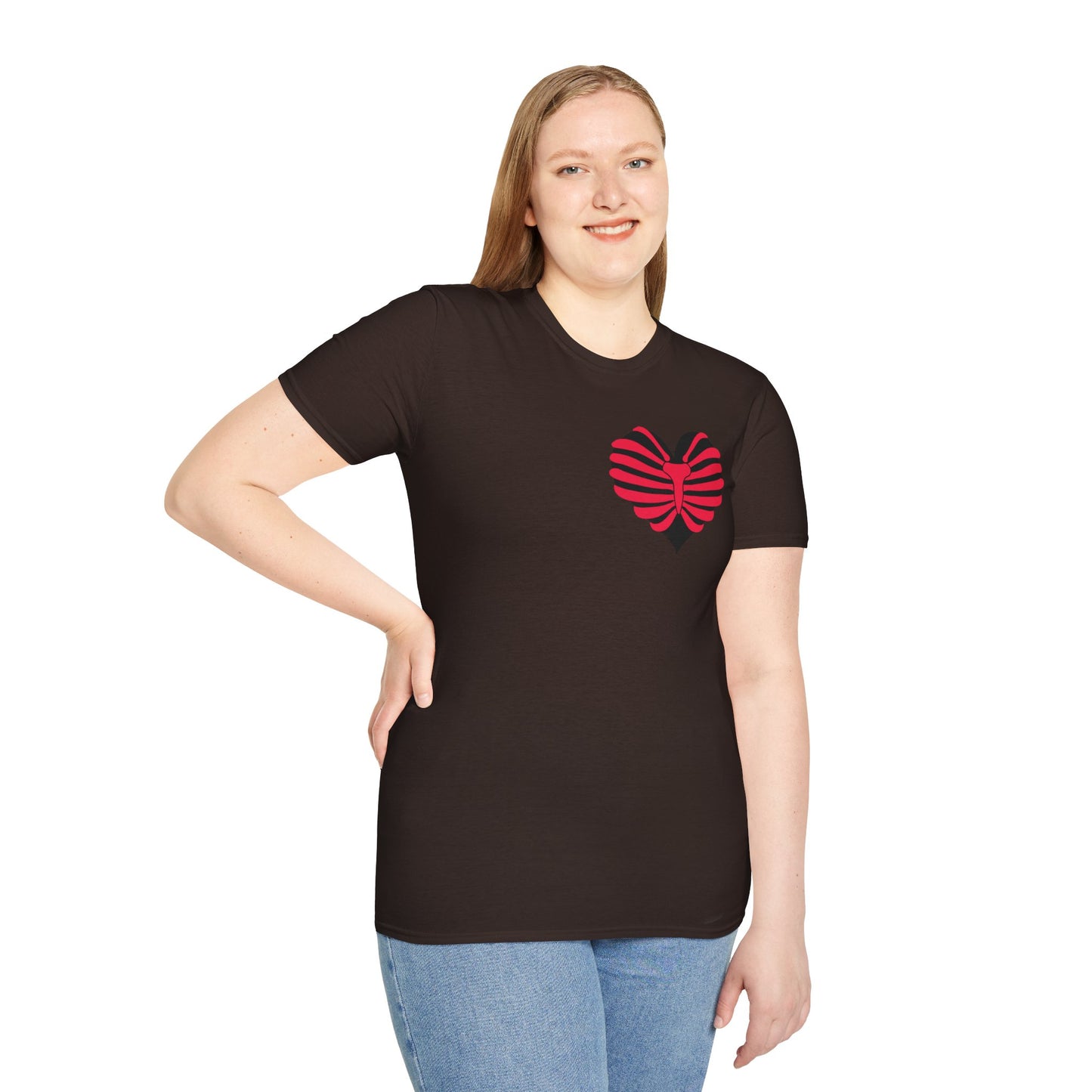 Red & Black Striped Heart T-Shirt — Cute Heart Graphic Tee