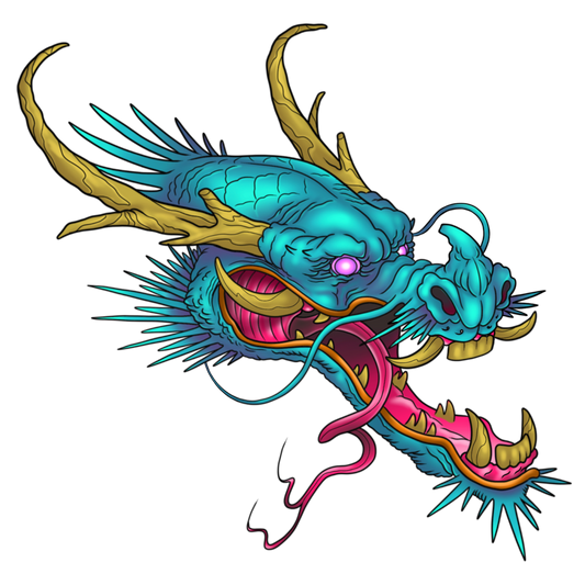 Japanese Dragon sticker 3x5"