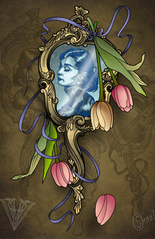 Flowers & Mirror Art Print 11x17"