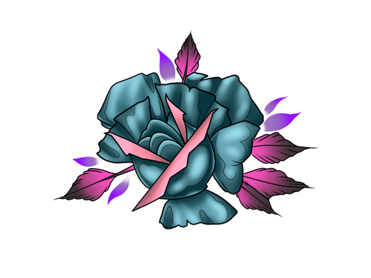 Blue & Pink Rose sticker 3x3"